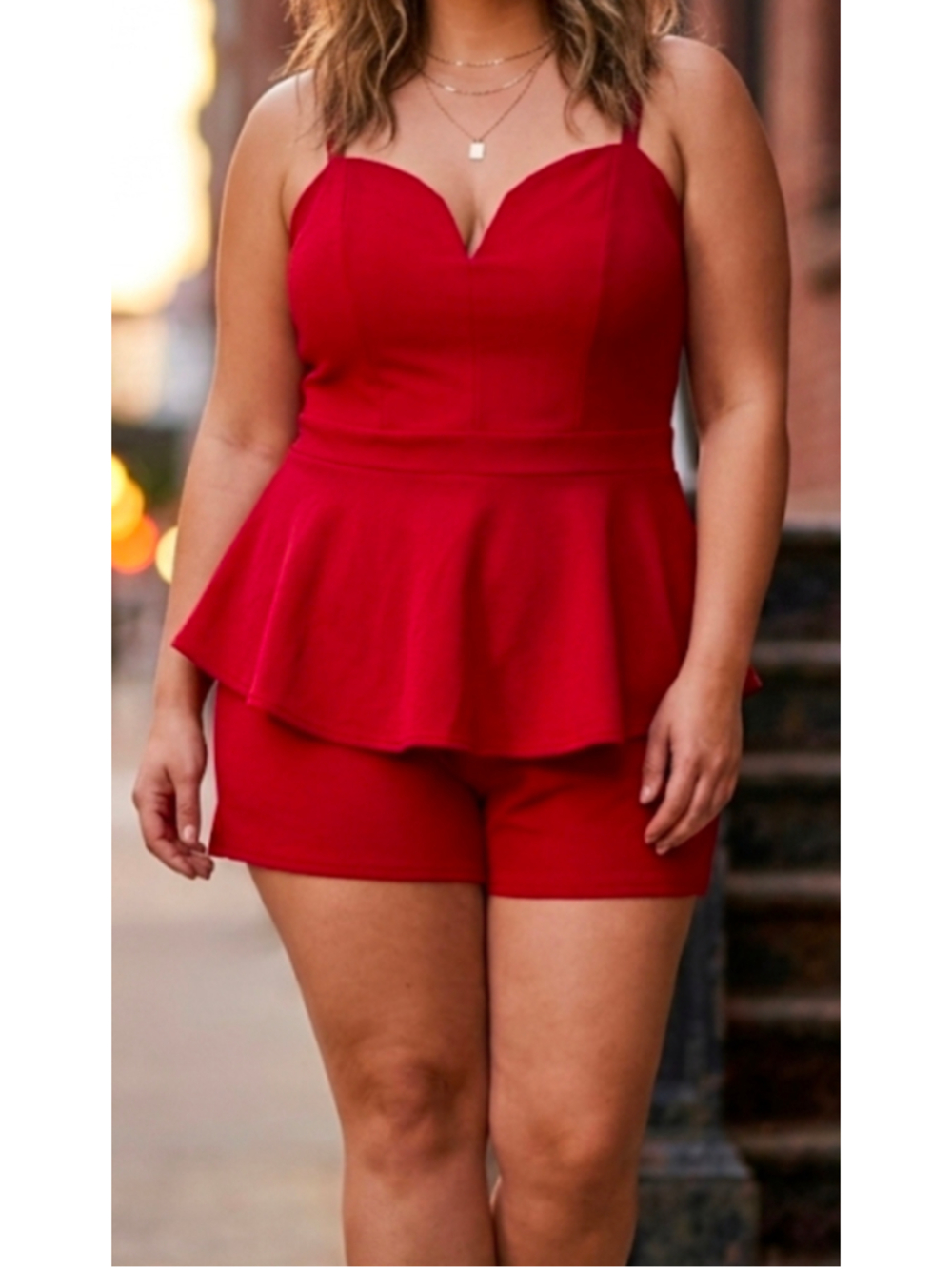Charlotte Russe 1X Red Peplum Romper Sweetheart Bustier Shorts NWT Sexy